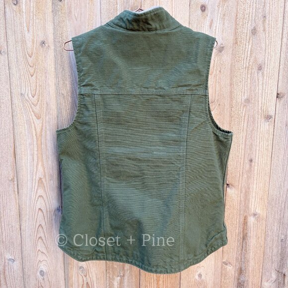 Carhartt Sandstone Washed Duck Sherpa Lined Vest Size Medium Green - Picture 5 of 17
